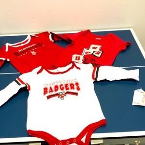 3 Wisconsin. Badgers onesies